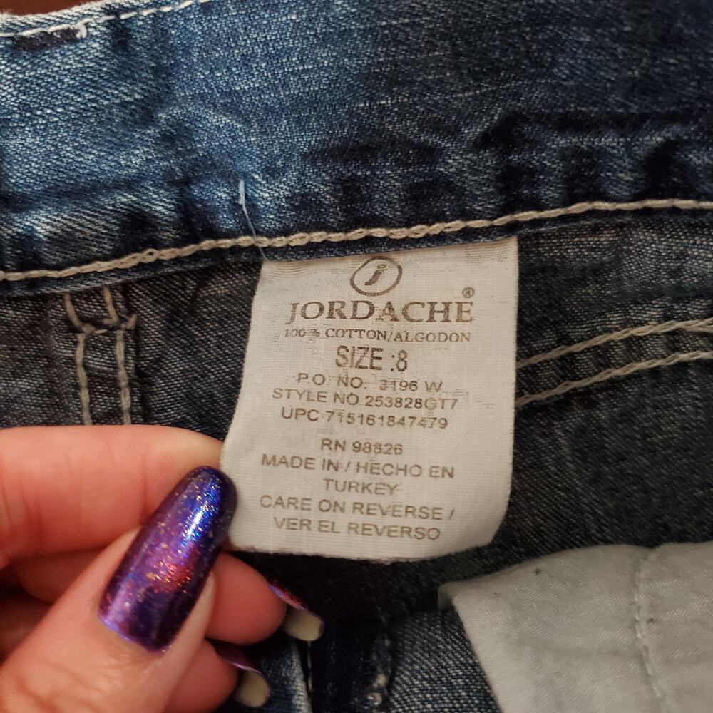 Vtg Jordache Embroidered Flare Hippie Jeans Girls Size 8 Boho 90s Y2K Cotton - Picture 5 of 9